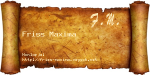 Friss Maxima névjegykártya